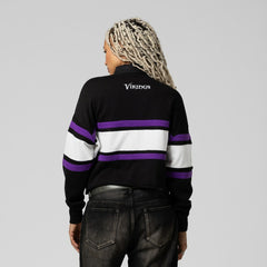 Mitchell & Ness Minnesota Vikings Women's Cropped Long Sleeve Rugby Polo Black