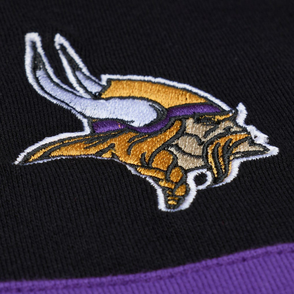 Mitchell & Ness Minnesota Vikings Women's Cropped Long Sleeve Rugby Polo Black