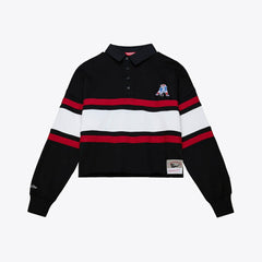 Mitchell & Ness New England Patriots Women's Throwback Cropped Long Sleeve Rugby Polo Black