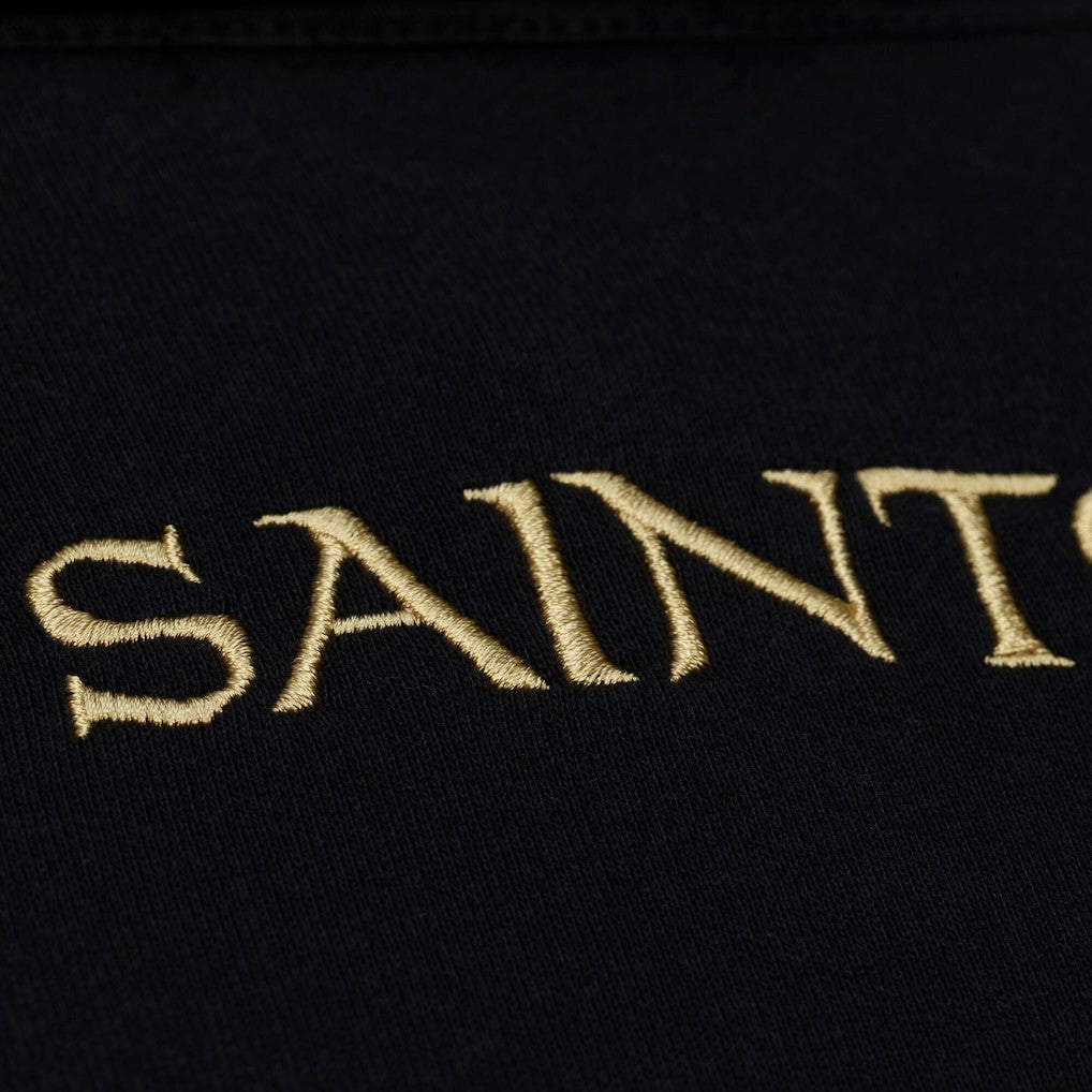 Mitchell & Ness New Orleans Saints Women's Cropped Long Sleeve Rugby Polo Black