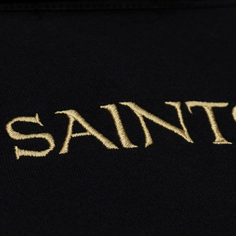 Mitchell & Ness New Orleans Saints Women's Cropped Long Sleeve Rugby Polo Black