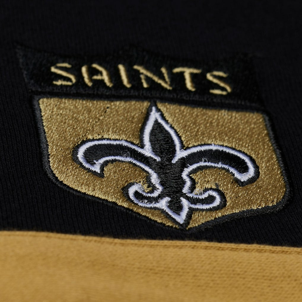 Mitchell & Ness New Orleans Saints Women's Cropped Long Sleeve Rugby Polo Black