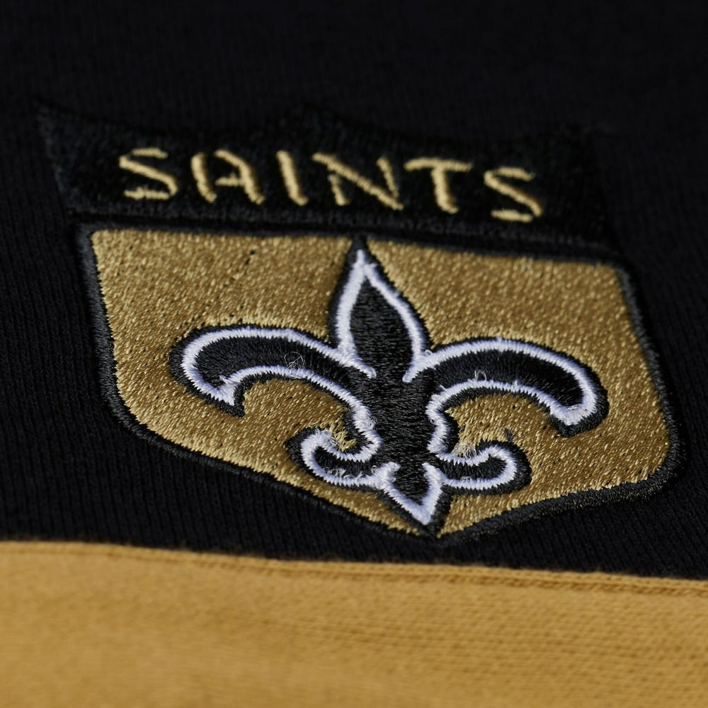 Mitchell & Ness New Orleans Saints Women's Cropped Long Sleeve Rugby Polo Black