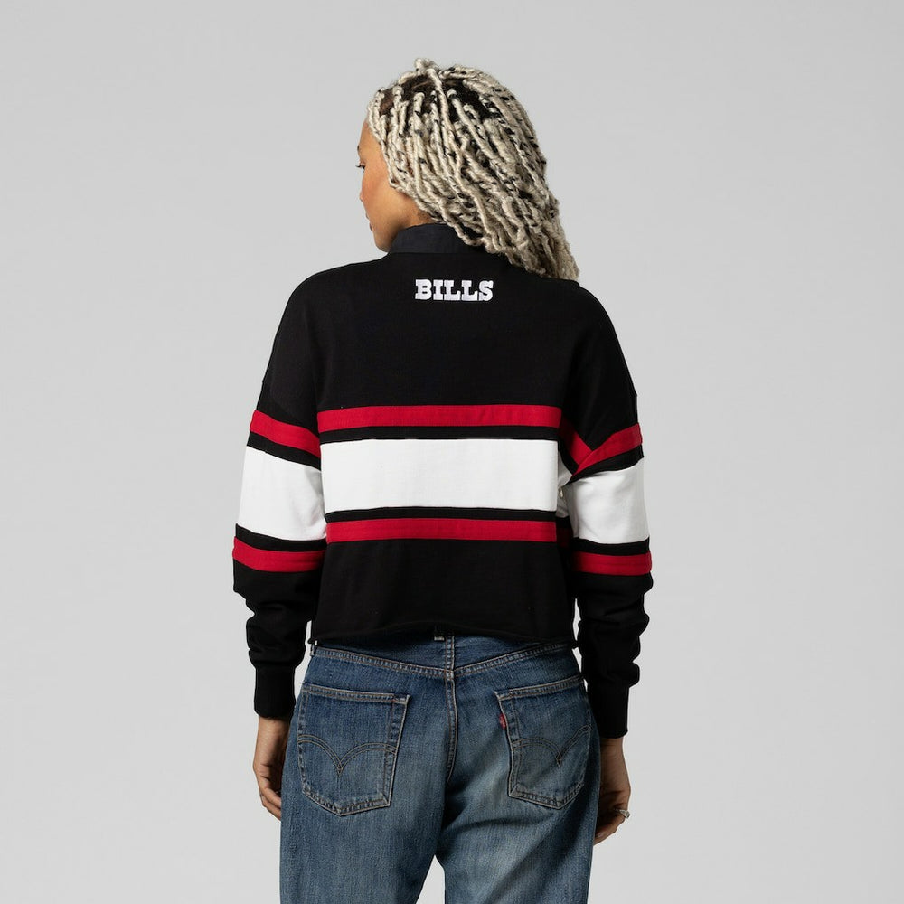 Mitchell & Ness Buffalo Bills Women's Throwback Cropped Long Sleeve Rugby Polo Black