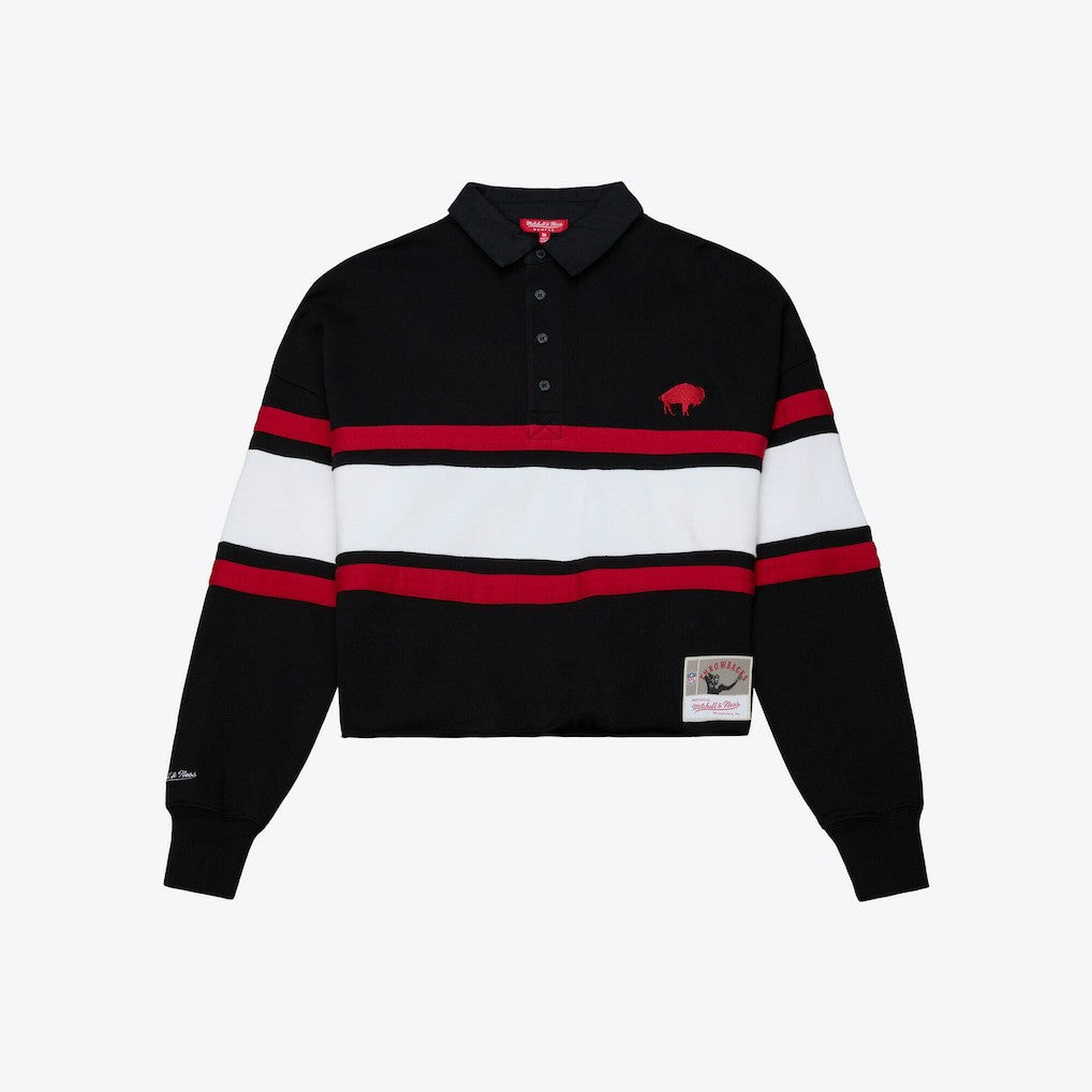 Mitchell & Ness Buffalo Bills Women's Throwback Cropped Long Sleeve Rugby Polo Black
