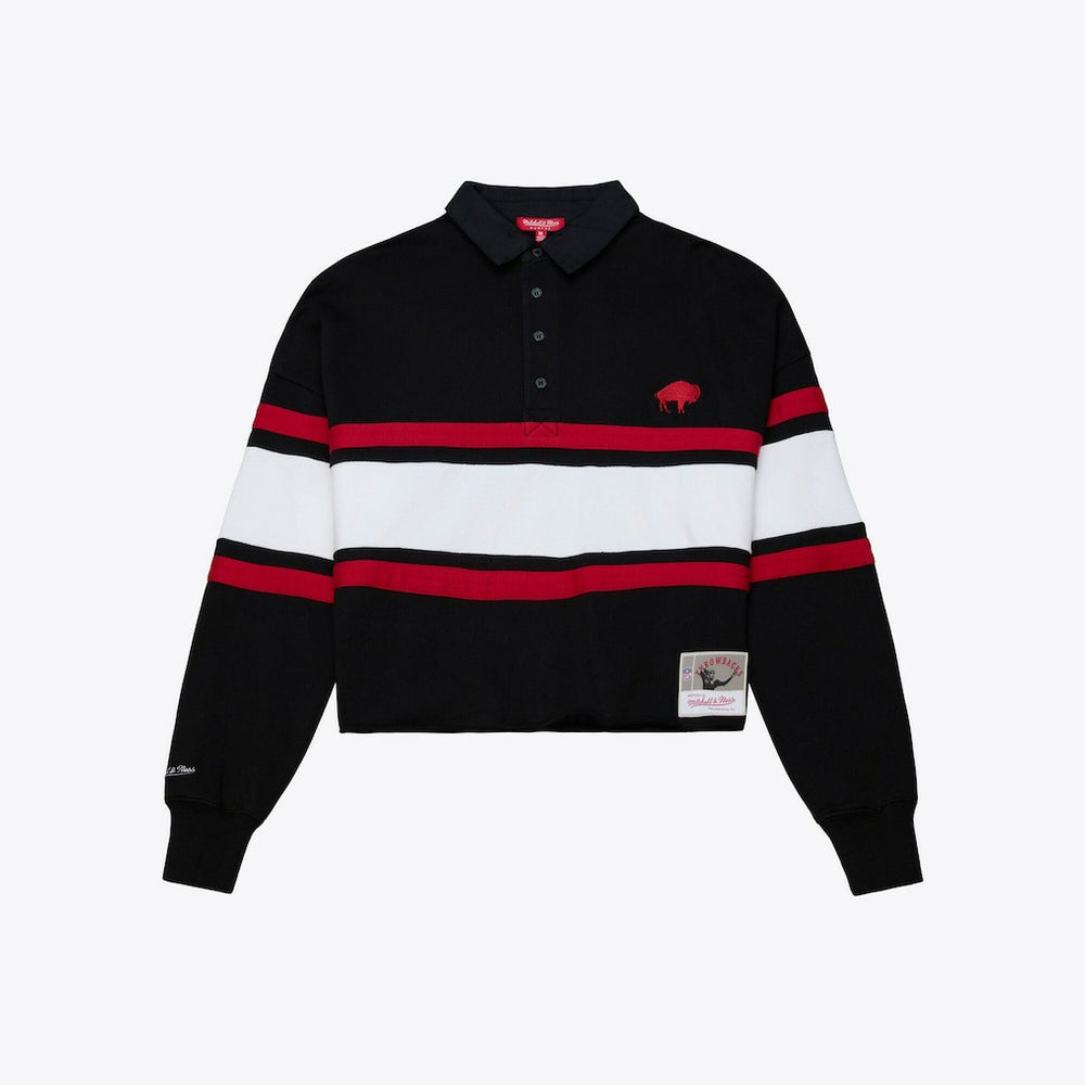 Mitchell & Ness Buffalo Bills Women's Throwback Cropped Long Sleeve Rugby Polo Black