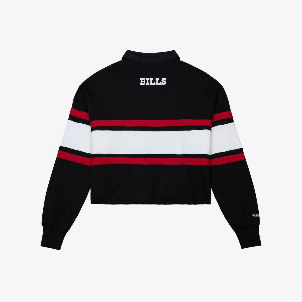 Mitchell & Ness Buffalo Bills Women's Throwback Cropped Long Sleeve Rugby Polo Black