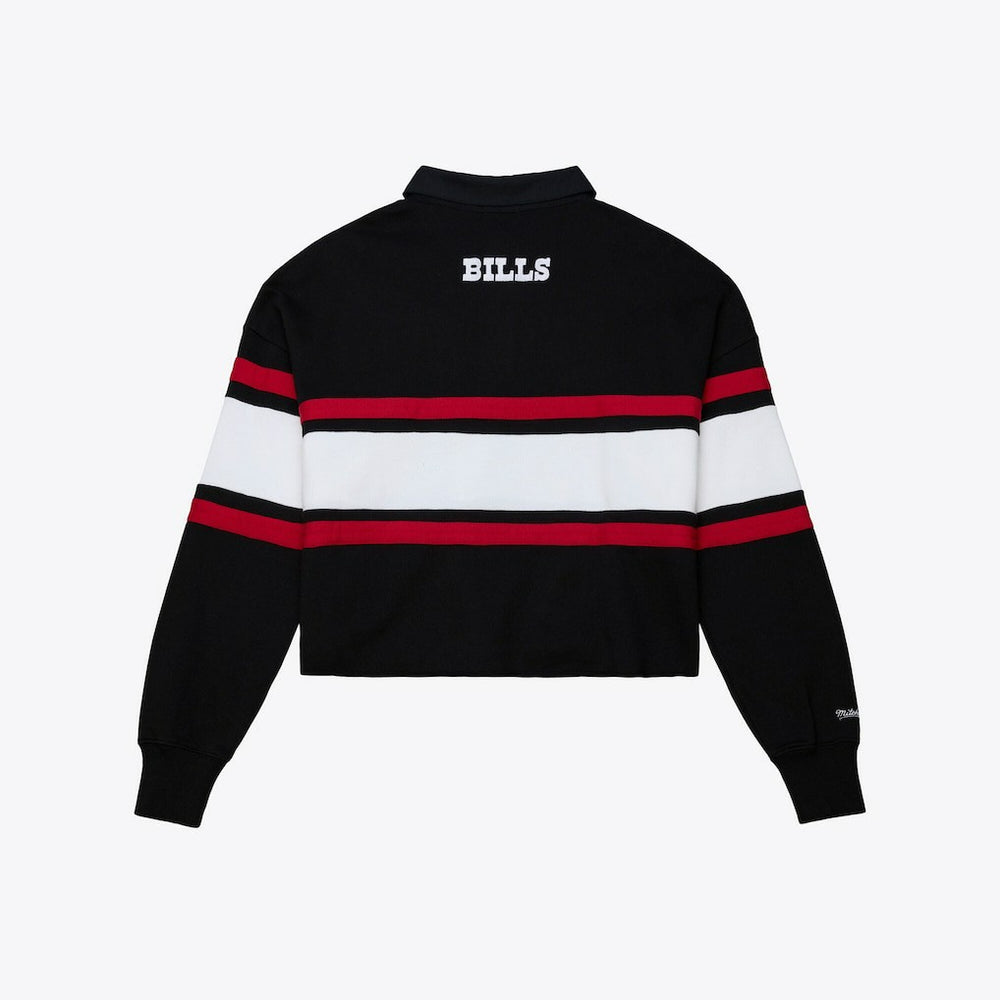 Mitchell & Ness Buffalo Bills Women's Throwback Cropped Long Sleeve Rugby Polo Black