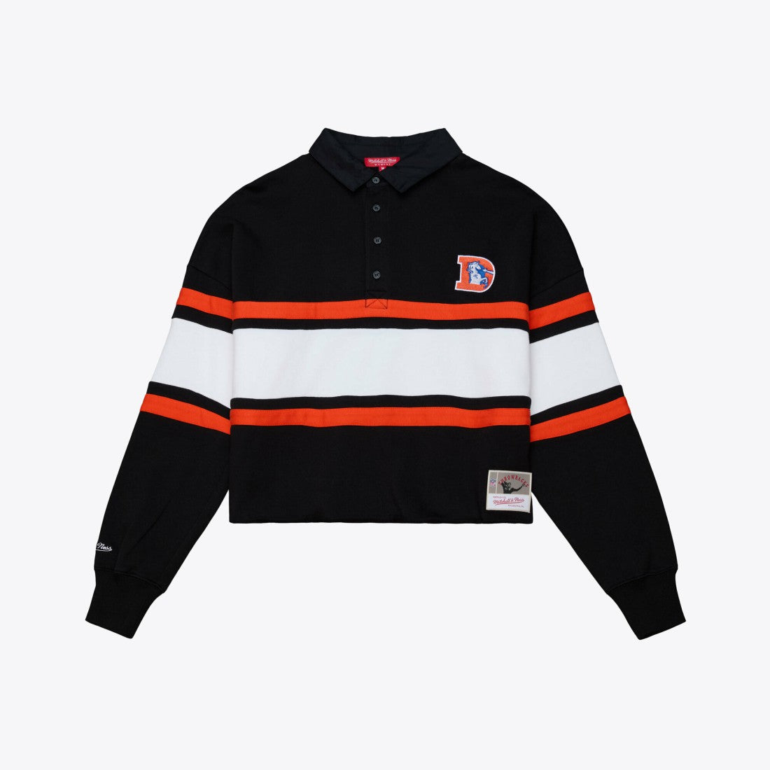 Mitchell & Ness Denver Broncos Women's Throwback Cropped Long Sleeve Rugby Polo Black