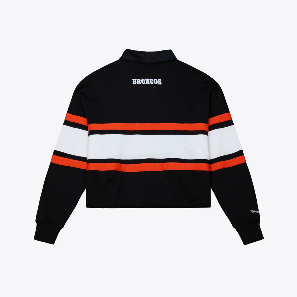 Mitchell & Ness Denver Broncos Women's Throwback Cropped Long Sleeve Rugby Polo Black