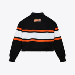 Mitchell & Ness Cincinnati Bengals Women's Cropped Long Sleeve Rugby Polo Black