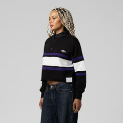 Mitchell & Ness Baltimore Ravens Women's Cropped Long Sleeve Rugby Polo Black