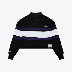 Mitchell & Ness Baltimore Ravens Women's Cropped Long Sleeve Rugby Polo Black
