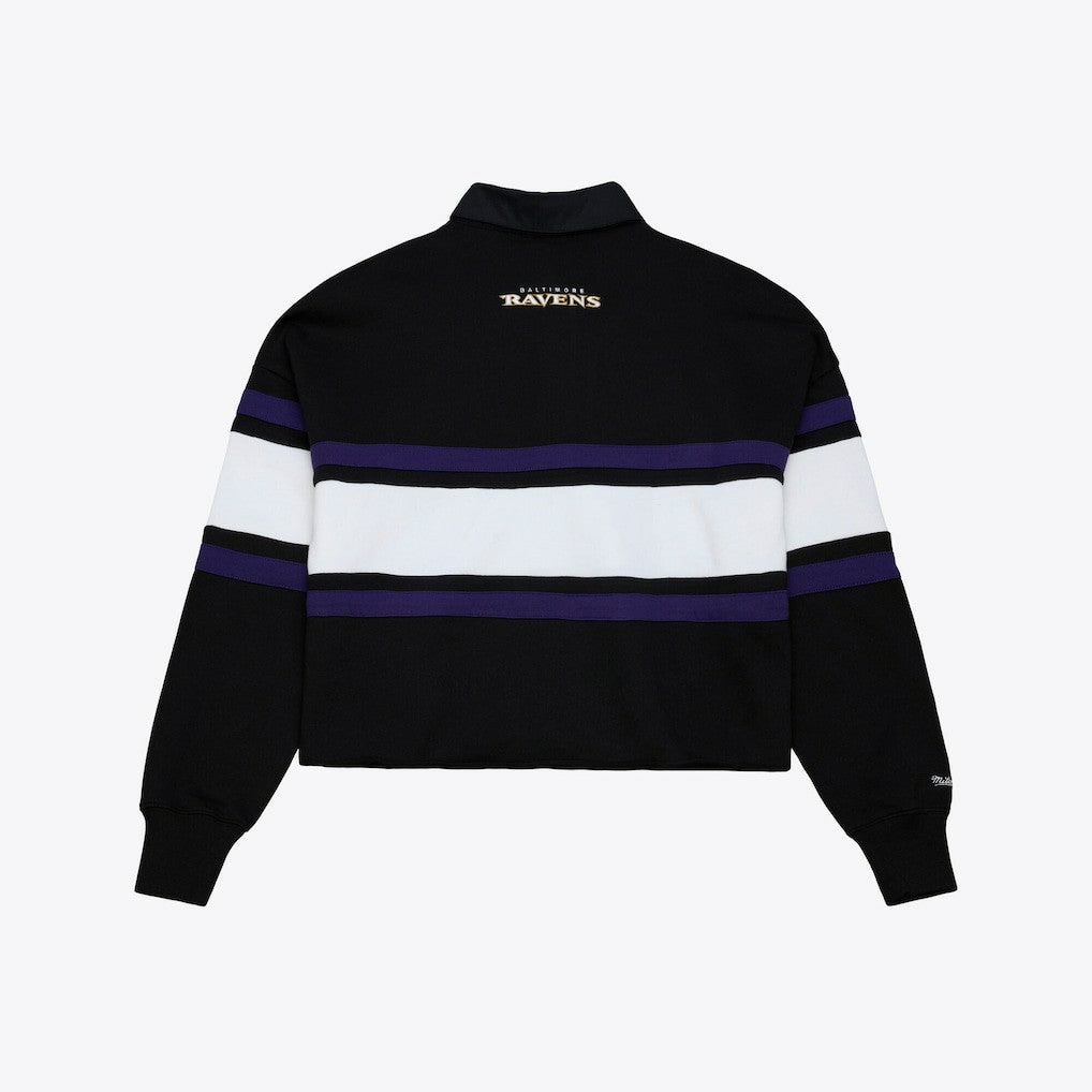 Mitchell & Ness Baltimore Ravens Women's Cropped Long Sleeve Rugby Polo Black