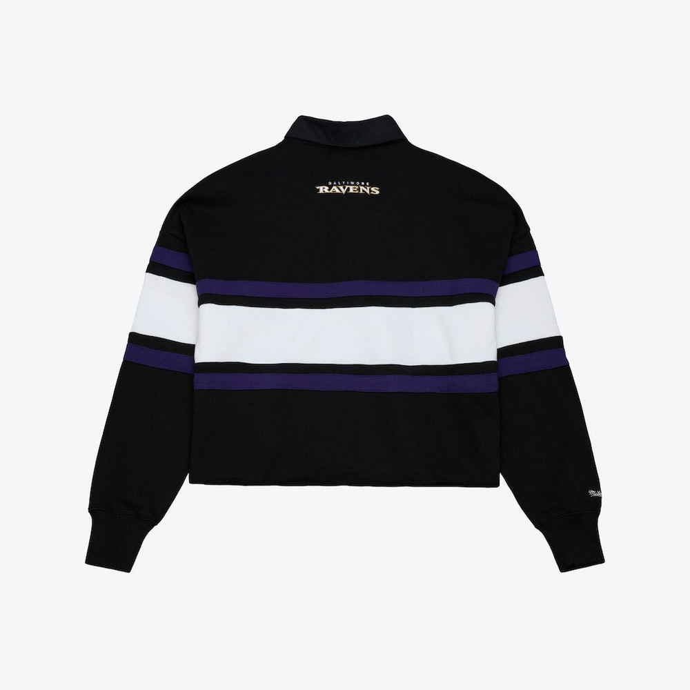 Mitchell & Ness Baltimore Ravens Women's Cropped Long Sleeve Rugby Polo Black