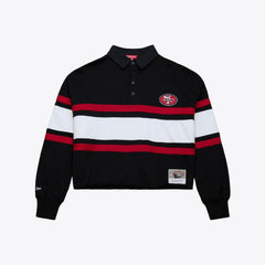 Mitchell & Ness San Francisco 49ers Women's Cropped Long Sleeve Rugby Polo Black