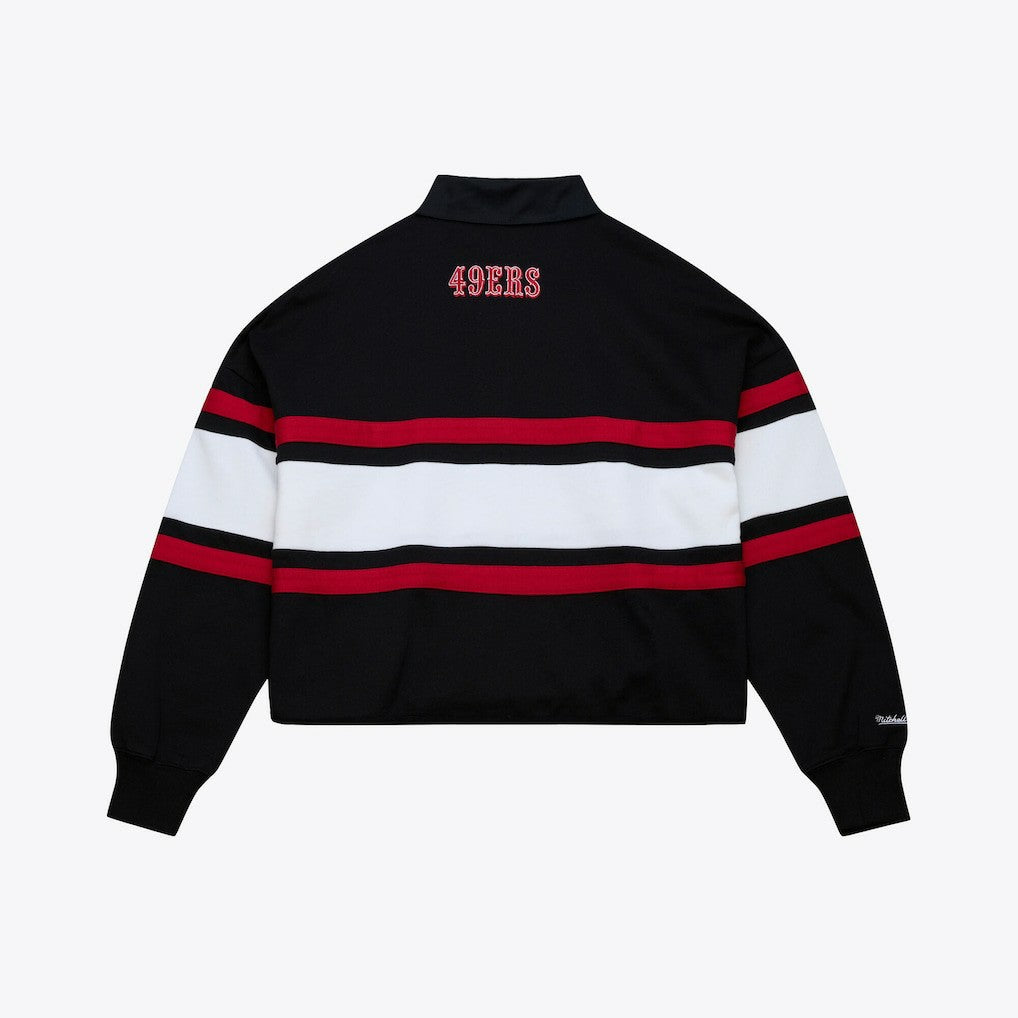 Mitchell & Ness San Francisco 49ers Women's Cropped Long Sleeve Rugby Polo Black
