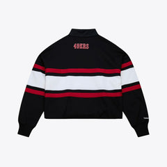 Mitchell & Ness San Francisco 49ers Women's Cropped Long Sleeve Rugby Polo Black