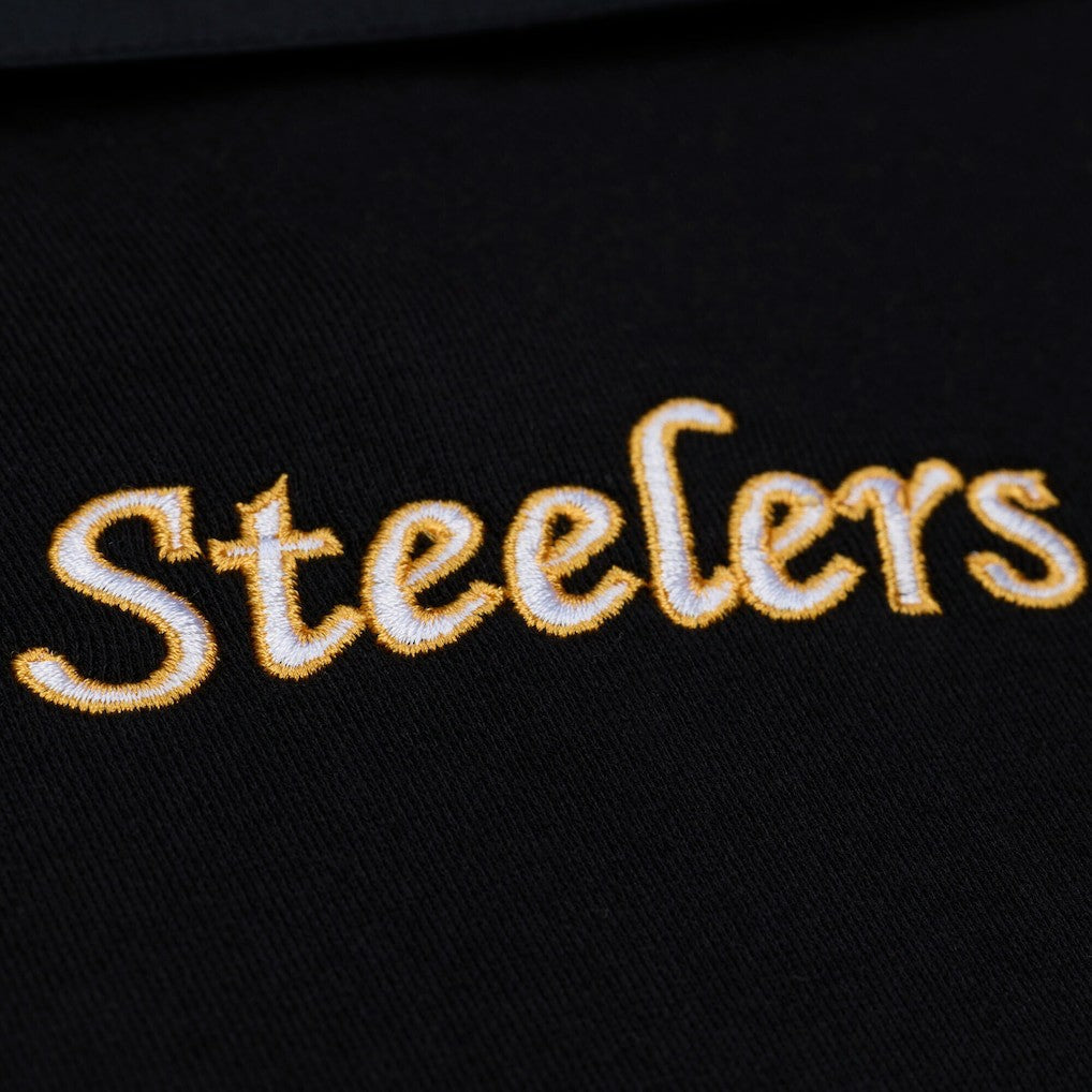 Mitchell & Ness Pittsburgh Steelers Women's Cropped Long Sleeve Rugby Polo Black
