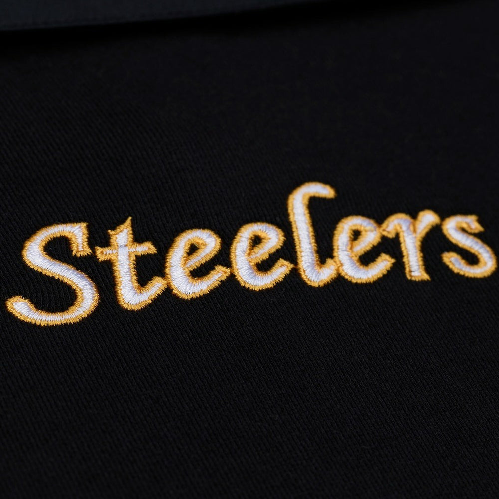 Mitchell & Ness Pittsburgh Steelers Women's Cropped Long Sleeve Rugby Polo Black