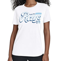 Tampa Bay Rays Starter Women's Groovy Script Team Fitted T-Shirt - White - MLB on Sale