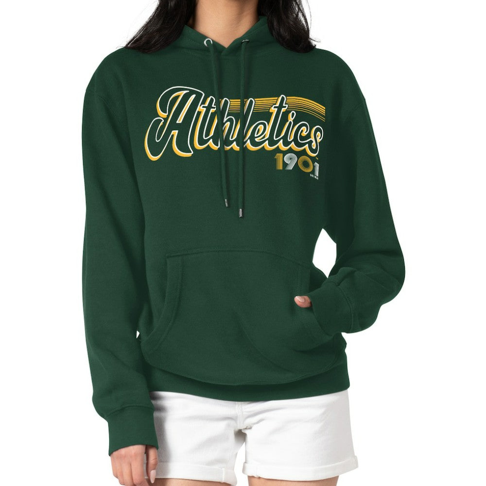 Athletics Starter Women's Groovy Script Team Fleece Pullover Hoodie - Green - MLB Lifestyle
