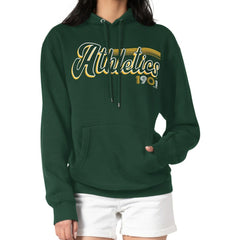 Athletics Starter Women's Groovy Script Team Fleece Pullover Hoodie - Green - MLB Lifestyle