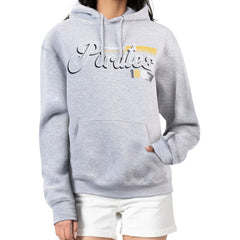 Pittsburgh Pirates Starter Women's Groovy Script Team Fleece Pullover Hoodie - Gray - MLB Online