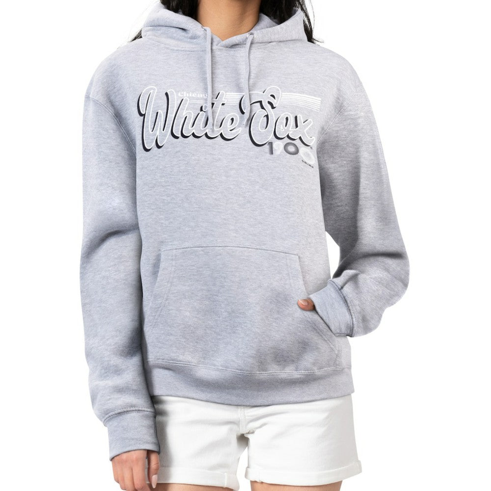 Chicago White Sox Starter Women's Groovy Script Team Fleece Pullover Hoodie - Gray - MLB Online