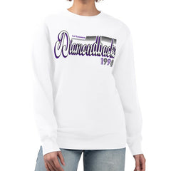 Arizona Diamondbacks Starter Women's Groovy Script Team Fleece Pullover Sweatshirt - White - MLB Discount