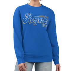 Kansas City Royals Starter Women's Groovy Script Team Fleece Pullover Sweatshirt - Royal - MLB Sale