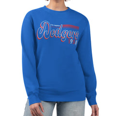 Los Angeles Dodgers Starter Women's Groovy Script Team Fleece Pullover Sweatshirt - Royal - MLB Discount