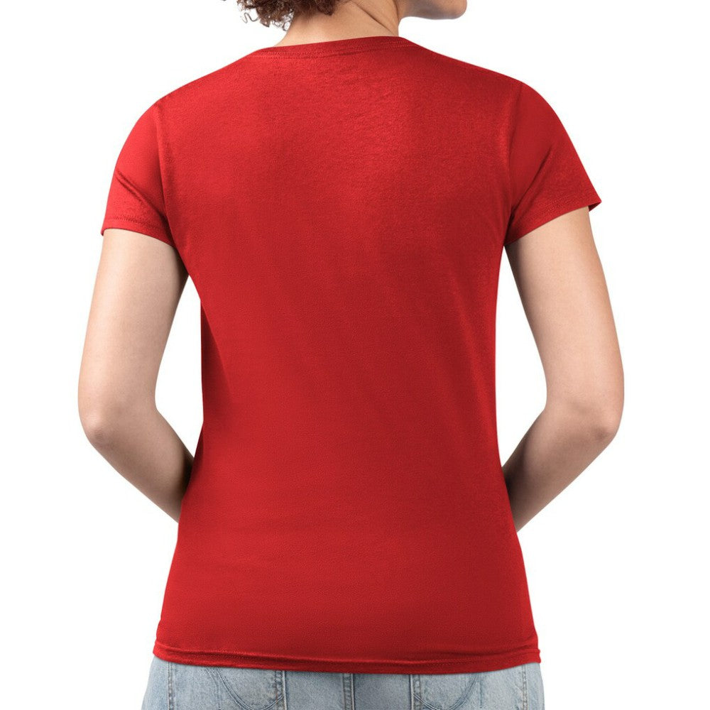 Cleveland Guardians G-III 4Her by Carl Banks Women's Super-Slim Fit Lightweight Pinstripe Circle V-Neck T-Shirt - Red - MLB Discount