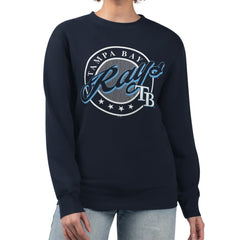 Tampa Bay Rays G-III 4Her by Carl Banks Women's Pinstripe Circle Team Fleece Pullover Sweatshirt - Navy - MLB Online