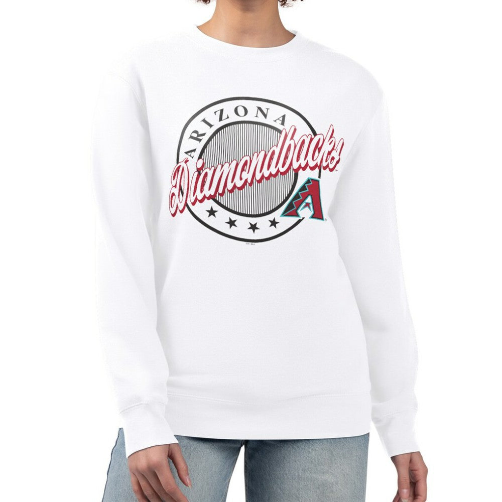 Arizona Diamondbacks G-III 4Her by Carl Banks Women's Pinstripe Circle Team Fleece Pullover Sweatshirt - White - MLB Discount