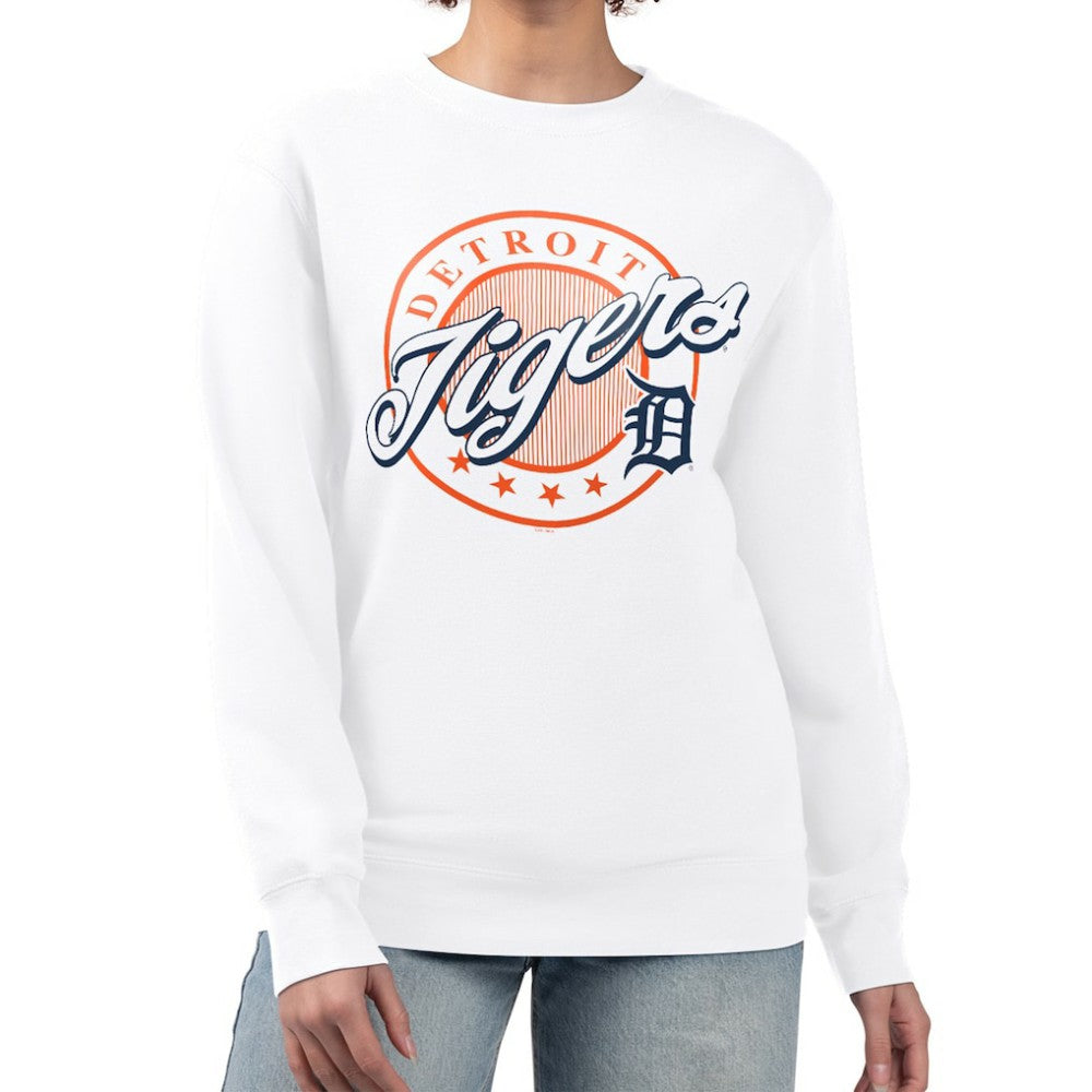 Detroit Tigers G-III 4Her by Carl Banks Women's Pinstripe Circle Team Fleece Pullover Sweatshirt - White - MLB Online