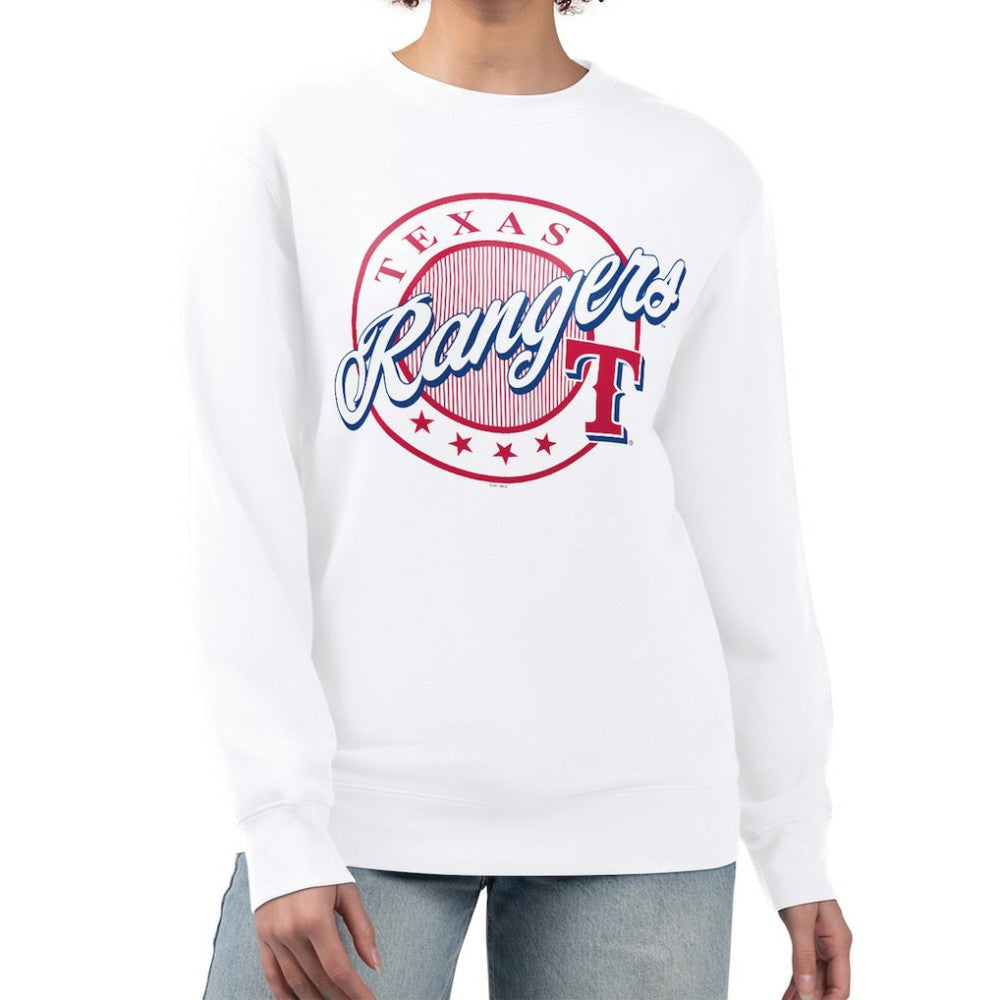 Texas Rangers G-III 4Her by Carl Banks Women's Pinstripe Circle Team Fleece Pullover Sweatshirt - White - MLB Online