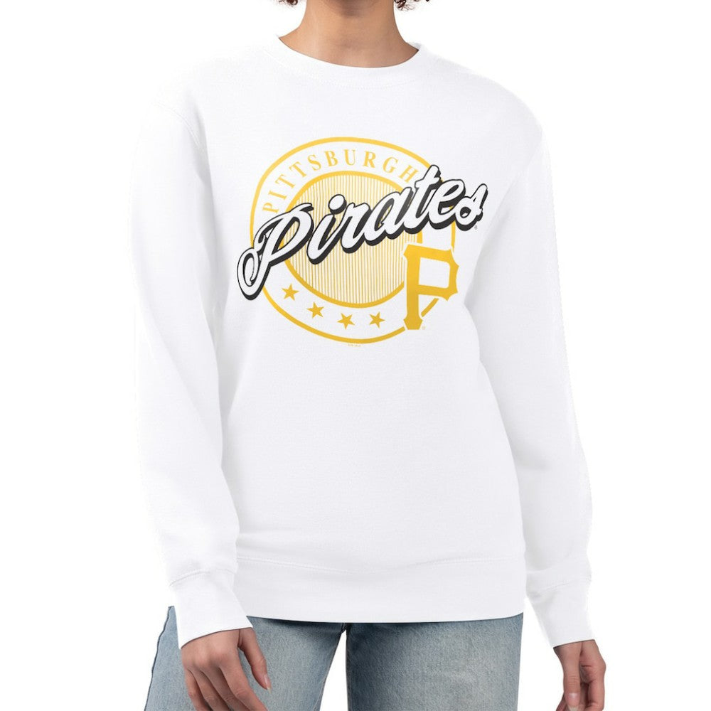 Pittsburgh Pirates G-III 4Her by Carl Banks Women's Pinstripe Circle Team Fleece Pullover Sweatshirt - White - MLB Online