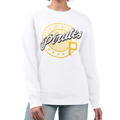 Pittsburgh Pirates G-III 4Her by Carl Banks Women's Pinstripe Circle Team Fleece Pullover Sweatshirt - White - MLB Online