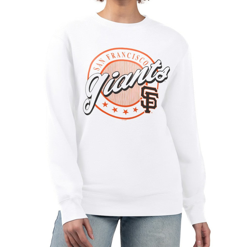 San Francisco Giants G-III 4Her by Carl Banks Women's Pinstripe Circle Team Fleece Pullover Sweatshirt - White - MLB Online