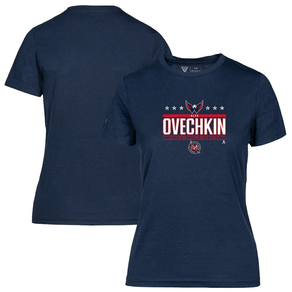 Alexander Ovechkin Washington Capitals Levelwear Women's NHL All-Time Leading Goal Scorer Milestone Stars Name & Number Maddox T-Shirt - Navy - NHL 203056595