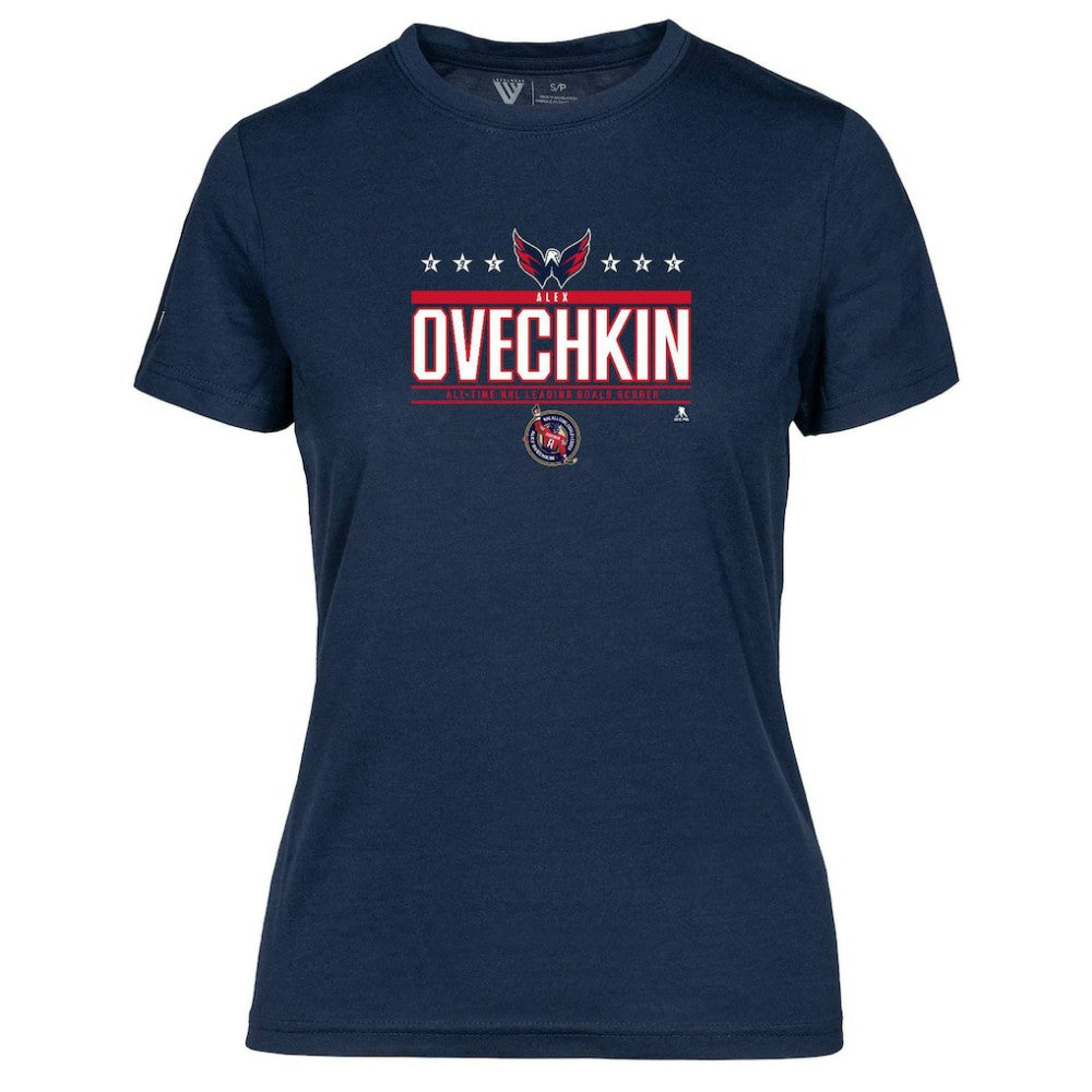 Alexander Ovechkin Washington Capitals Levelwear Women's NHL All-Time Leading Goal Scorer Milestone Stars Name & Number Maddox T-Shirt - Navy - NHL 203056595