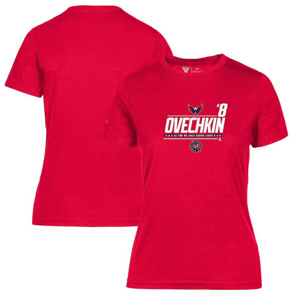 Alexander Ovechkin Washington Capitals Levelwear Women's NHL All-Time Leading Goal Scorer Milestone Name & Number Maddox T-Shirt - Red - NHL 203056599
