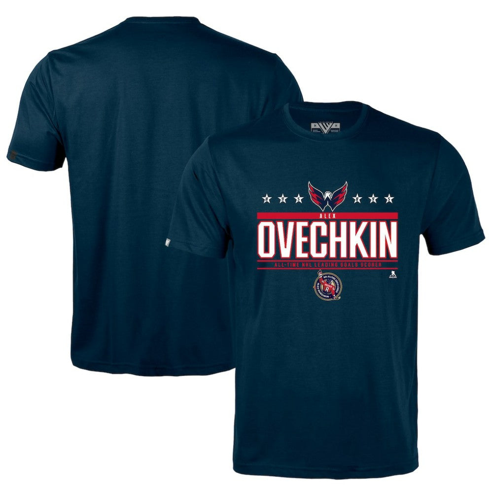 Alexander Ovechkin Washington Capitals Levelwear NHL All-Time Leading Goal Scorer Milestone Stars Name & Number Richmond T-Shirt - Navy - NHL 203056601