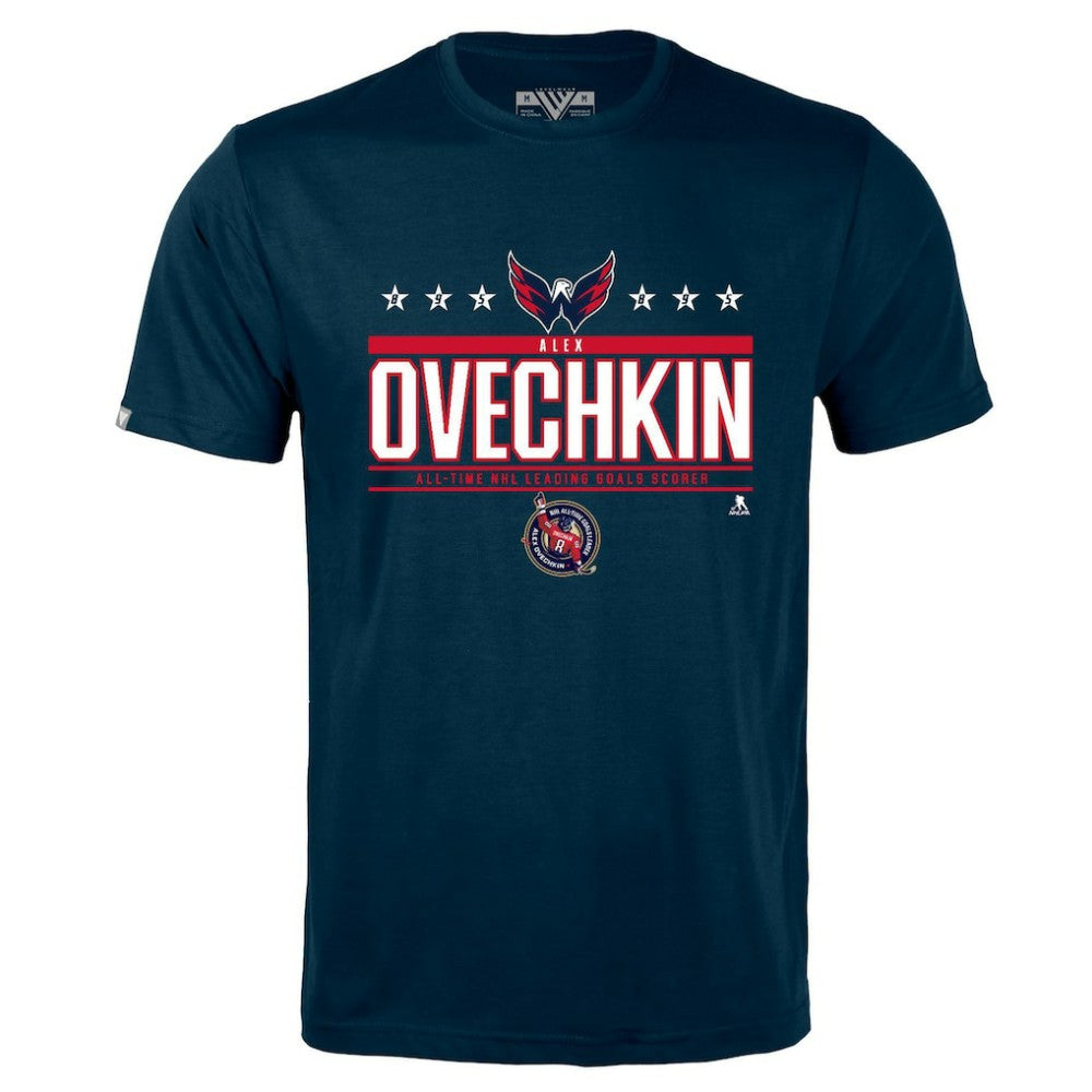 Alexander Ovechkin Washington Capitals Levelwear NHL All-Time Leading Goal Scorer Milestone Stars Name & Number Richmond T-Shirt - Navy - NHL 203056601