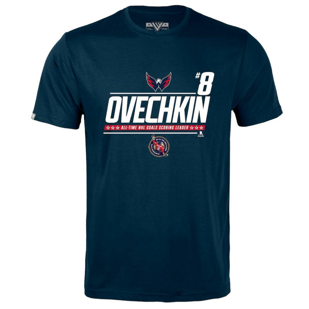 Alexander Ovechkin Washington Capitals Levelwear NHL All-Time Leading Goal Scorer Milestone Name & Number Richmond T-Shirt - Navy - NHL 203056609