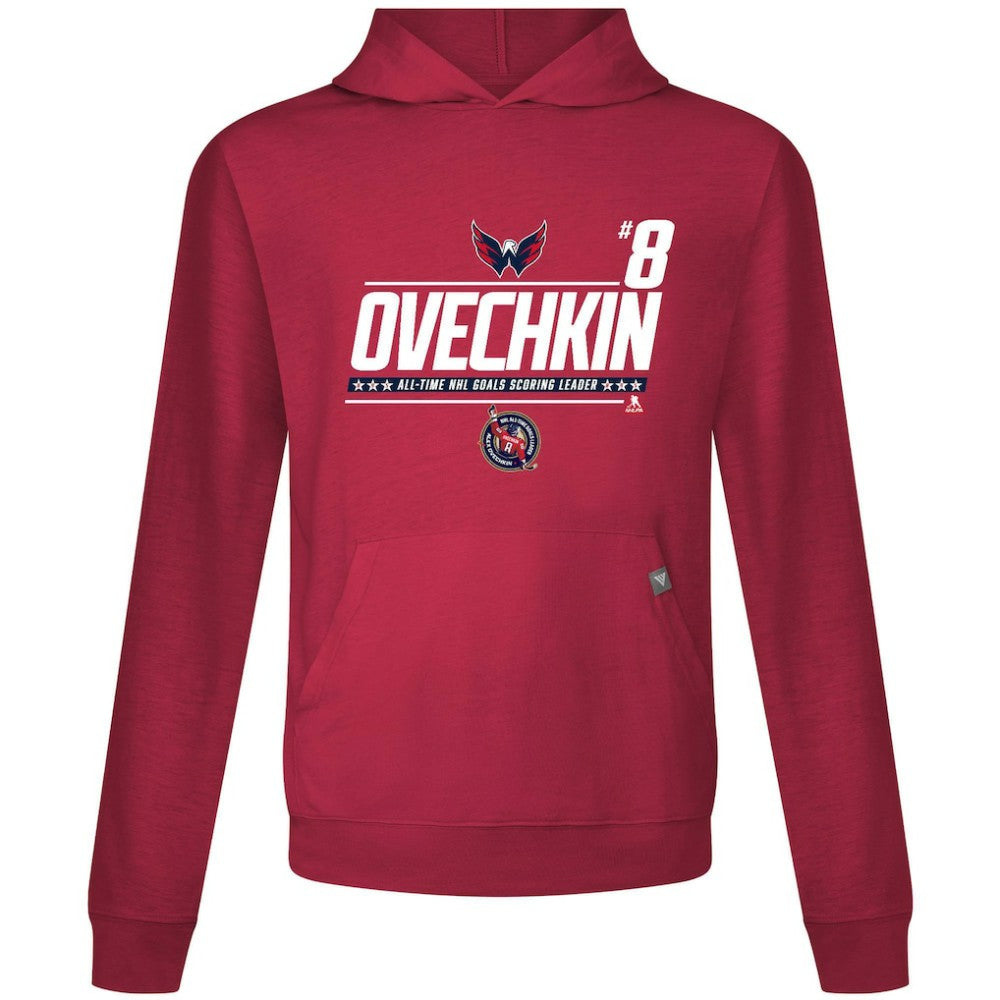 Alexander Ovechkin Washington Capitals Levelwear NHL All-Time Leading Goal Scorer Milestone Name & Number Relay Pullover Hoodie - Red - NHL 203056613