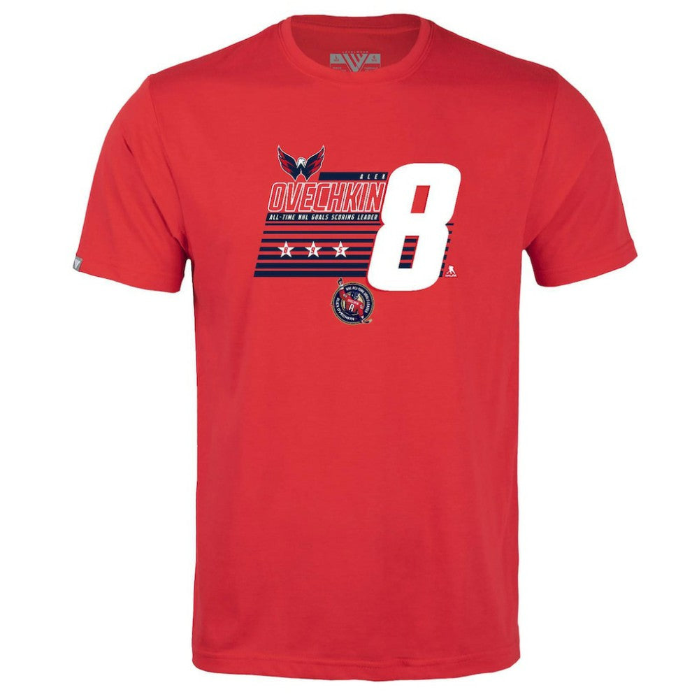 Alexander Ovechkin Washington Capitals Levelwear Youth NHL All-Time Leading Goal Scorer Milestone Stripes Name & Number Little Richmond T-Shirt - Red - NHL 203056620