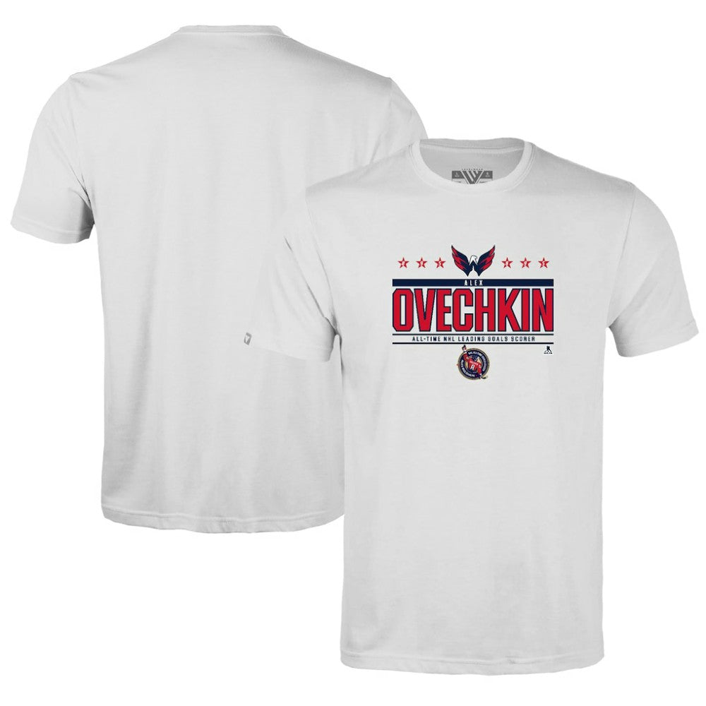 Alexander Ovechkin Washington Capitals Levelwear Youth NHL All-Time Leading Goal Scorer Milestone Stars Name & Number Little Richmond T-Shirt - White - NHL 203056624