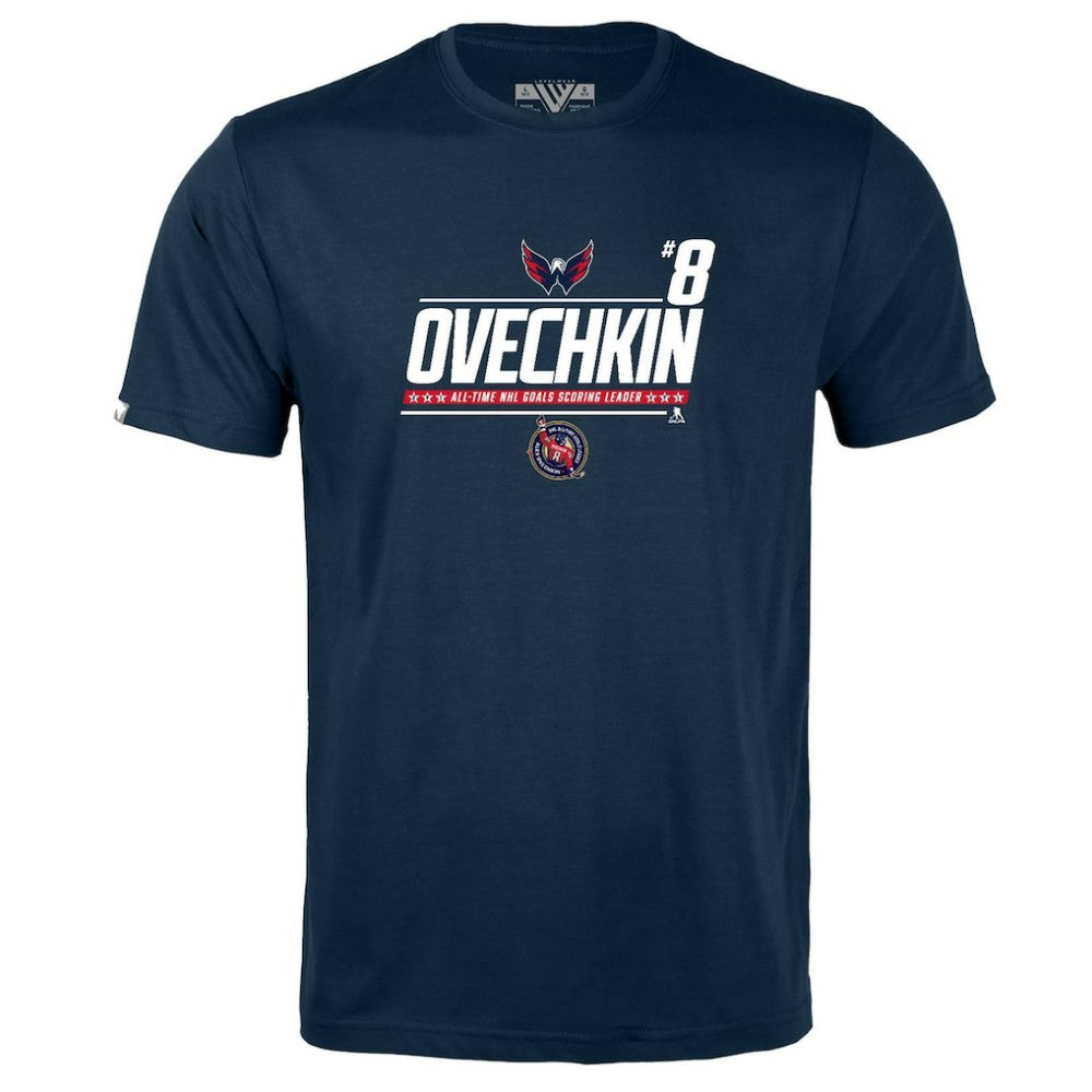 Alexander Ovechkin Washington Capitals Levelwear Youth NHL All-Time Leading Goal Scorer Milestone Name & Number Little Richmond T-Shirt - Navy - NHL 203056625